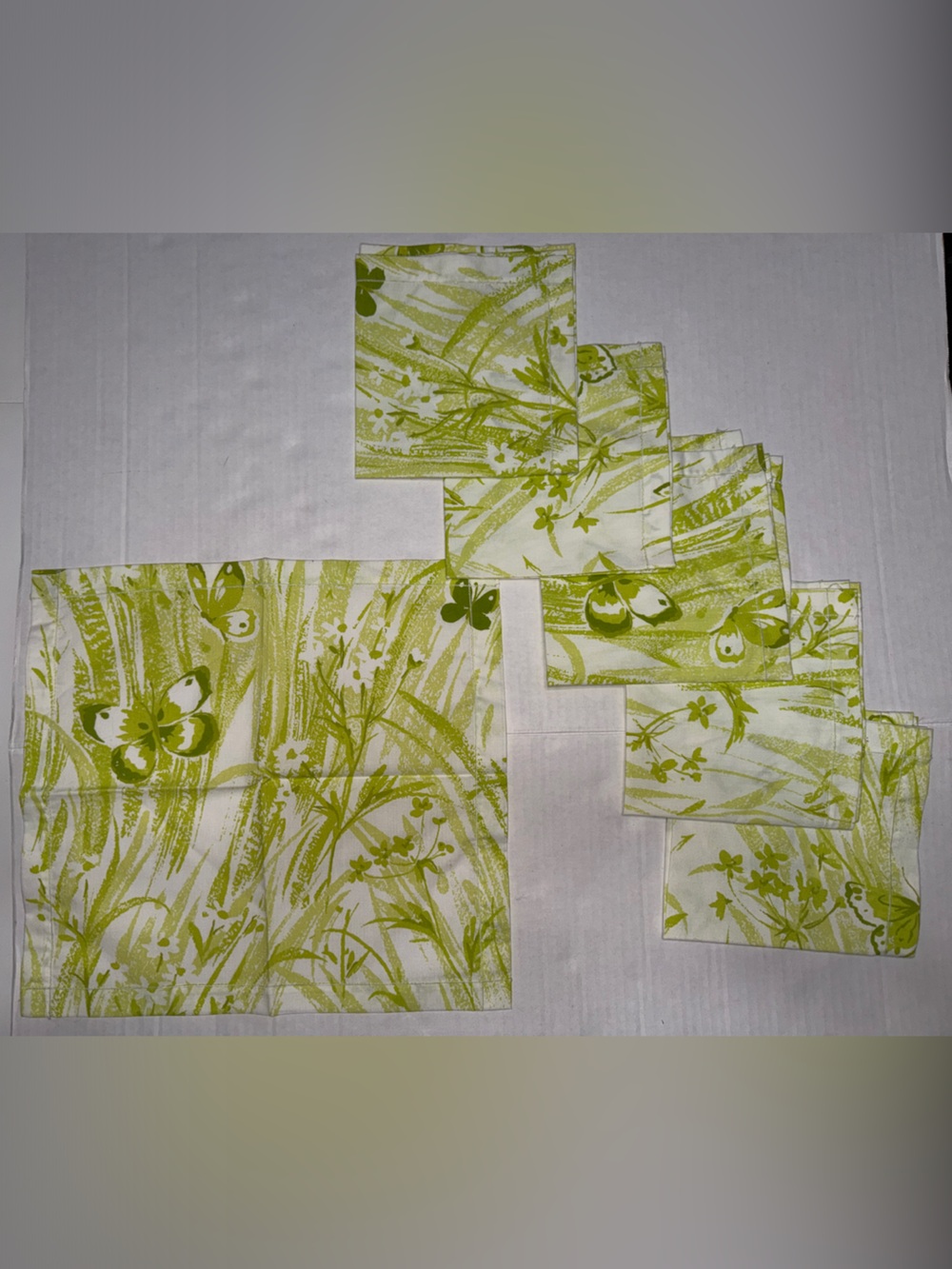 Lime Green Floral Butterfly Napkins - Set of 6